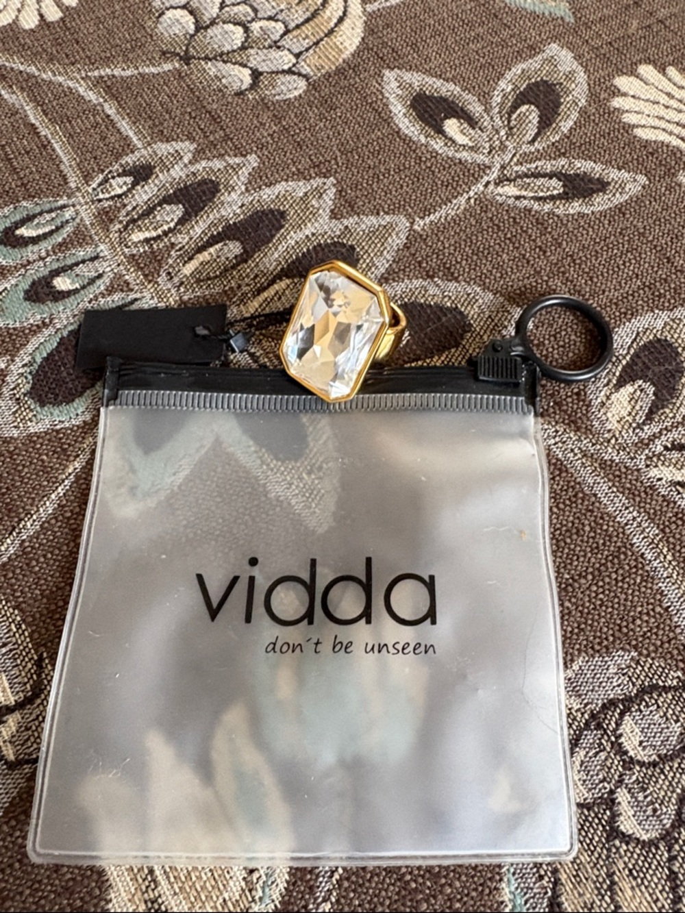 Vidda gold plated with oversized clear faceted crystal